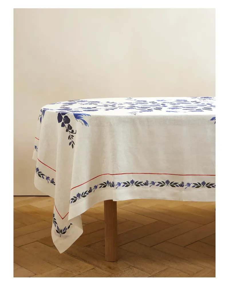 La DoubleJ Große Tischdecke Aus Bedrucktem Leinen - Weiß Weiß