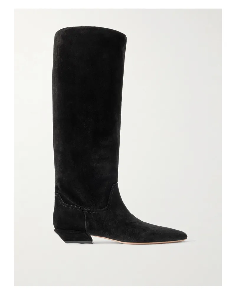 Paris Texas Bettina Kniehohe Stiefel Aus Veloursleder - Schwarz Schwarz
