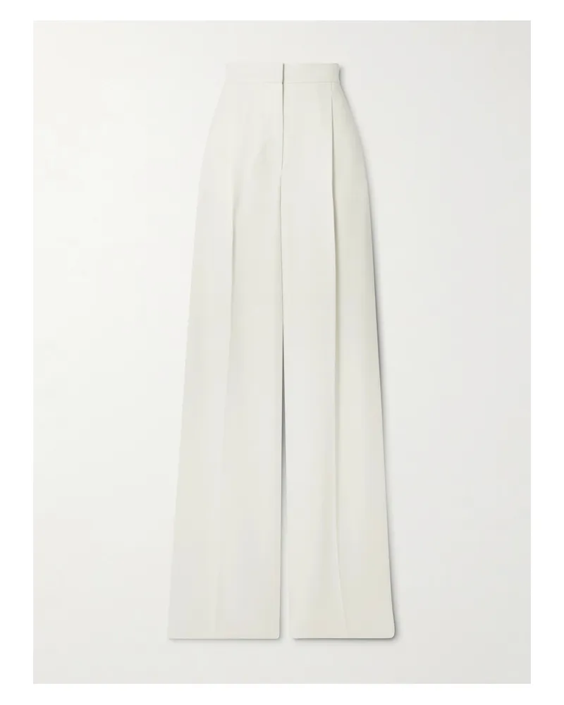 Max Mara Manetta Hose Mit Weitem Bein Aus Cady Mit Falten - Weiß Weiß