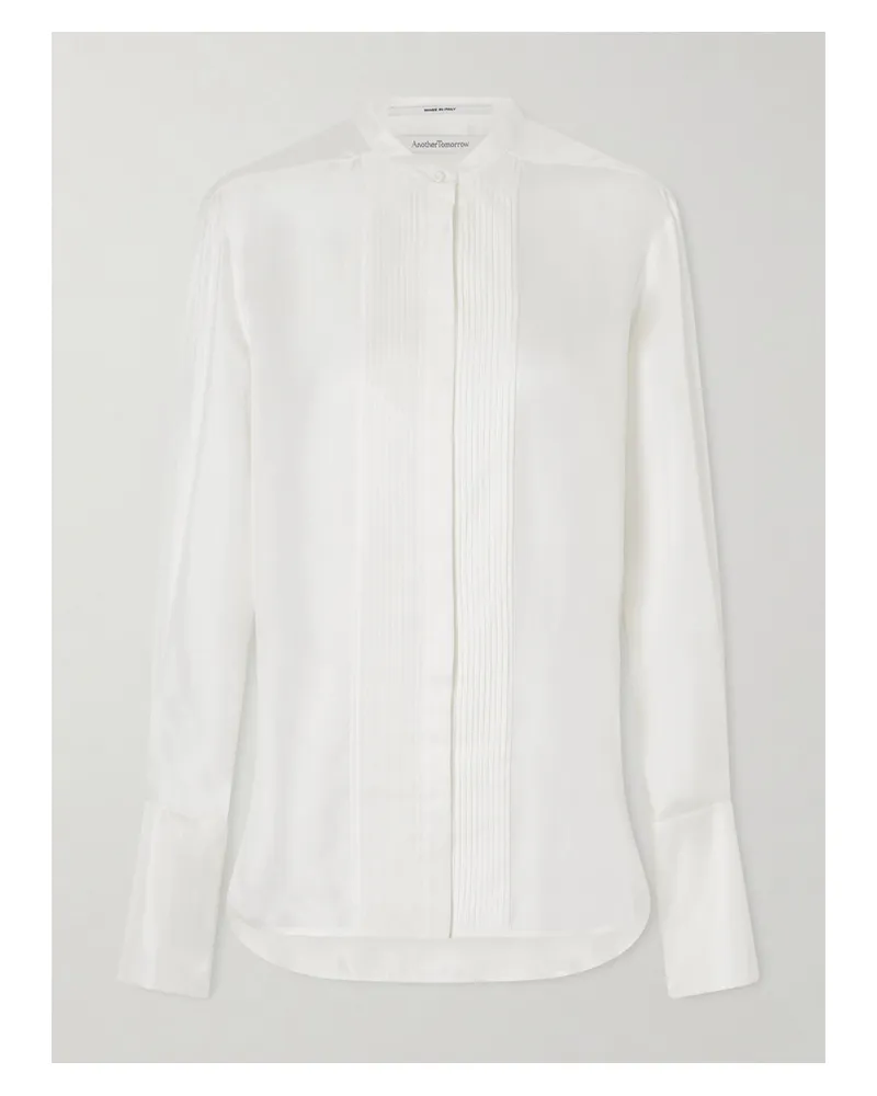 Another Tomorrow Tuxedo Silk-twill Shirt - White White