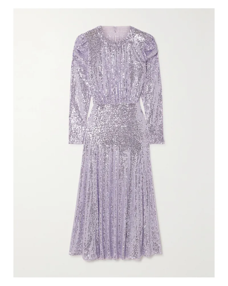 RIXO Cerise Midikleid Aus Stretch-tüll Mit Pailletten Und Raffungen - Lila Lila