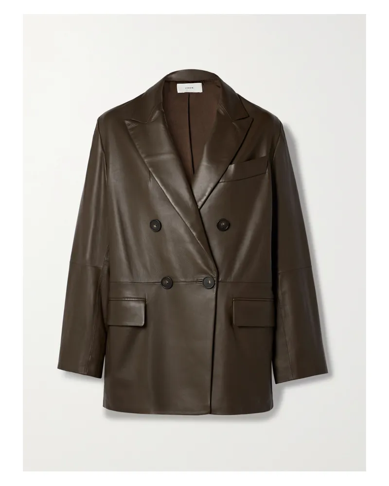 Vince Doppelreihiger Blazer Aus Leder - Braun Braun