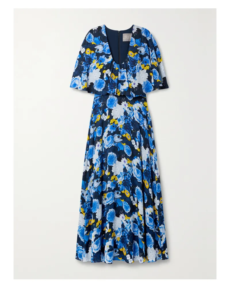 Lela Rose Maxikleid Aus Georgette Mit Blumenprint - Blau Blau