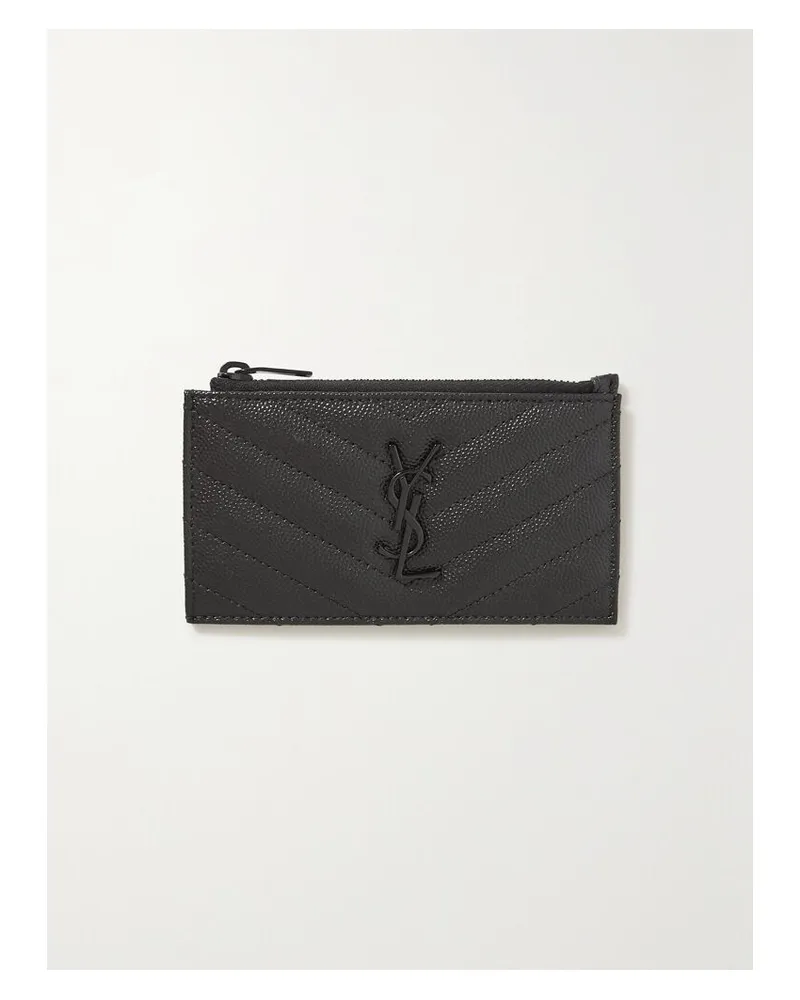 Saint Laurent Monogramme Kartenetui Aus Gestepptem Strukturiertem Leder - Schwarz Schwarz