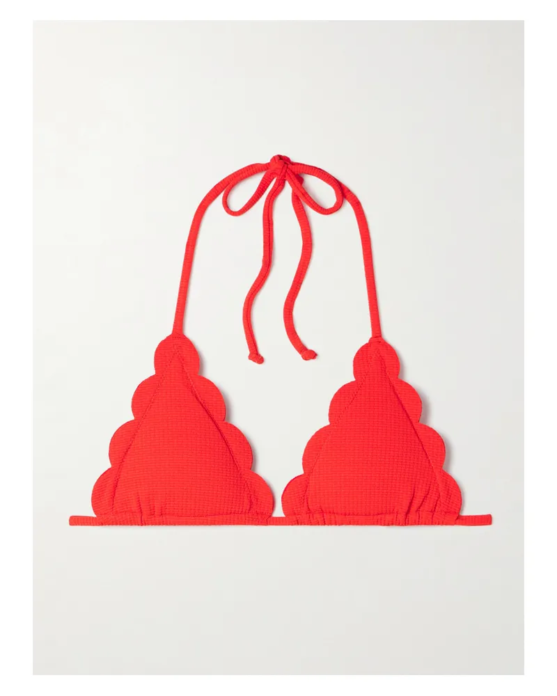 Marysia Broadway Triangel-bikini-oberteil Aus Seersucker Mit Wellenkanten - Rot Rot