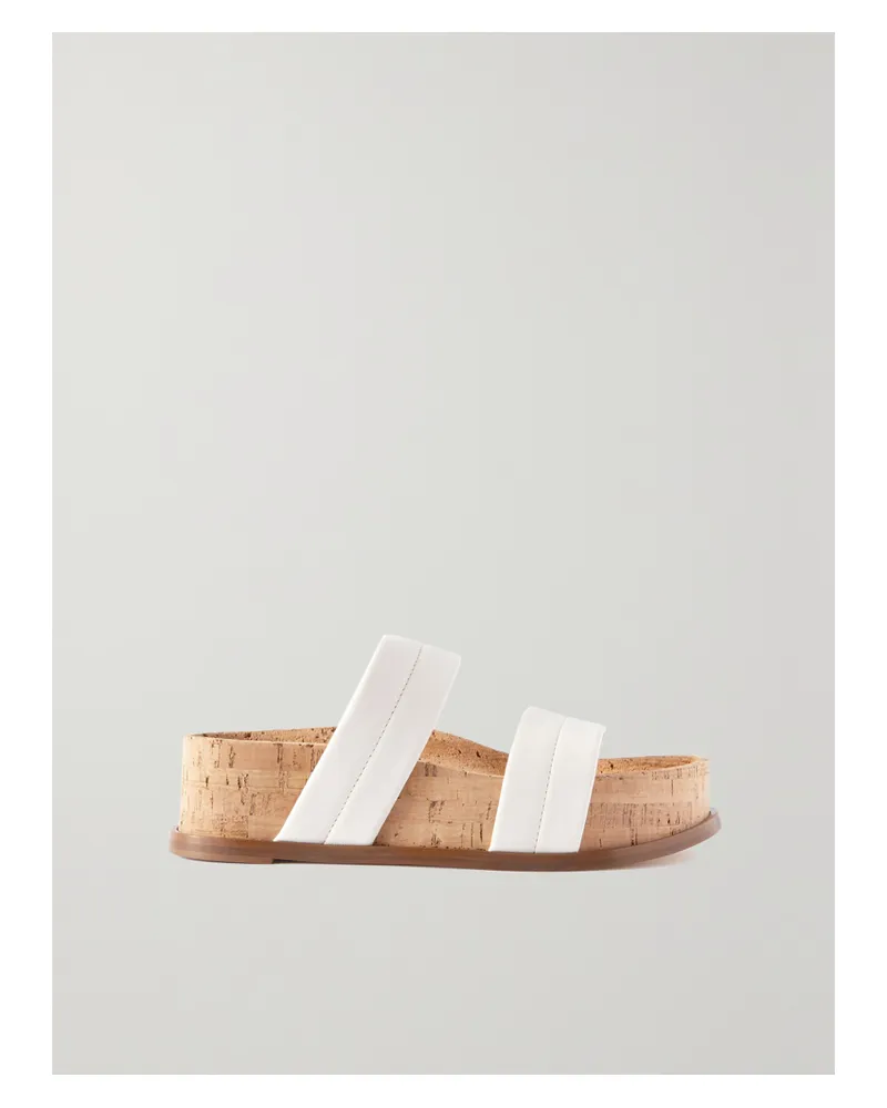 Gabriela Hearst Striker Pantoletten Aus Leder - Weiß Weiß