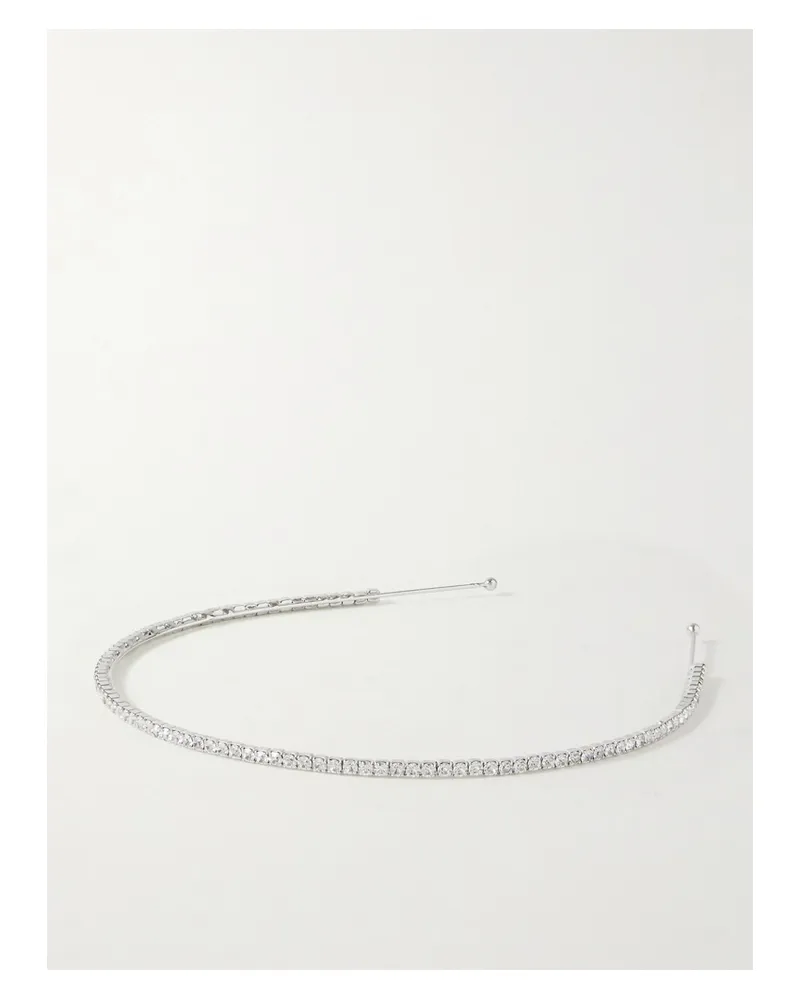 Jennifer Behr Elize Silver-tone Swarovski Crystal Headband Silver