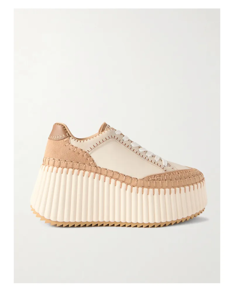 Chloé Nama Sneakers Aus Leder Mit Velourslederbesätzen Und Plateau - Neutral Neutral