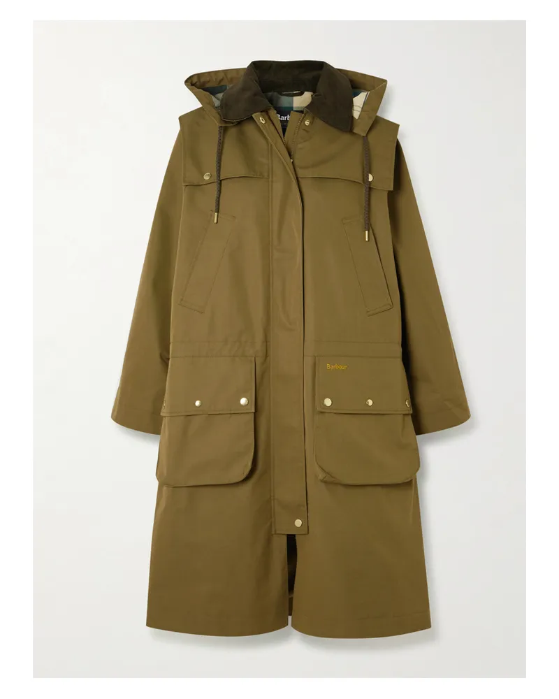 Barbour Bilsdale Hooded Corduroy-trimmed Cotton-blend Twill Jacket - Green Green