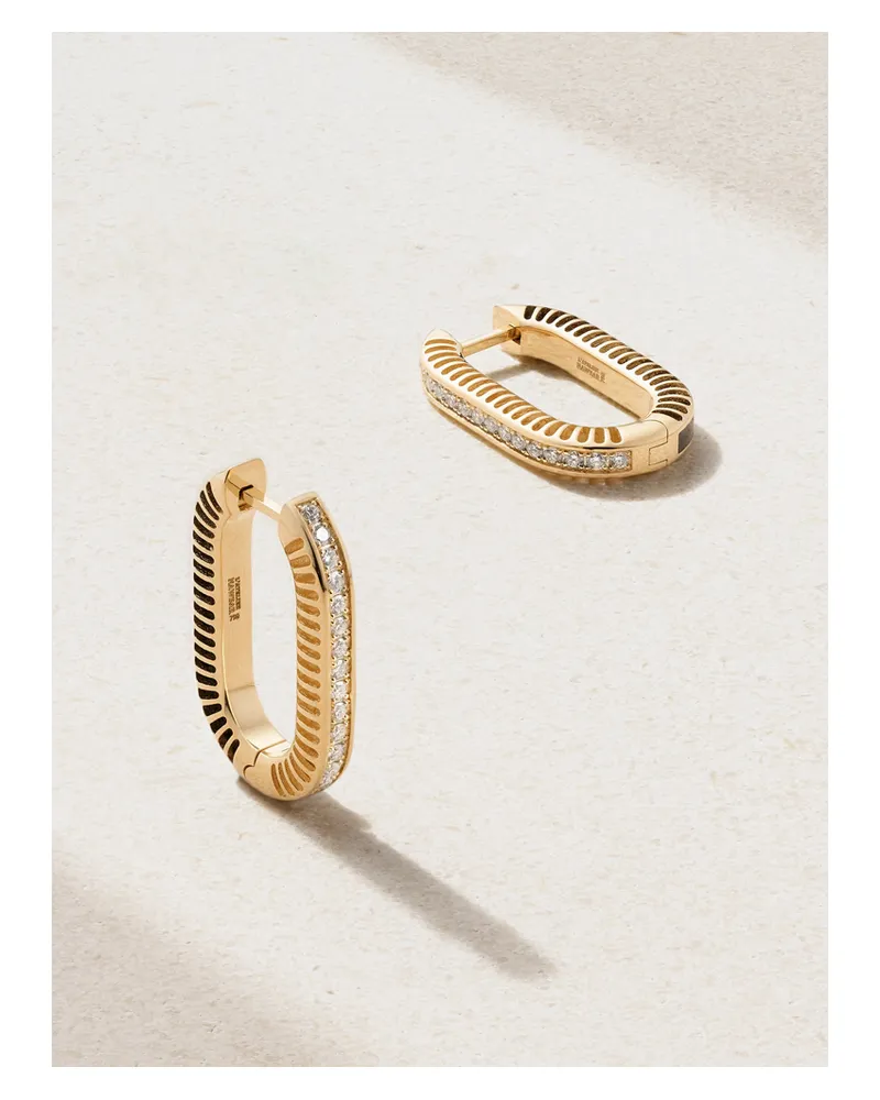 L’Atelier Nawbar Lock Ray Medium Creolen Aus 18 Karat Gold Mit Onyxen Und Diamanten Gold