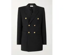 Doppelreihiger Blazer Aus Wollgabardine - Schwarz