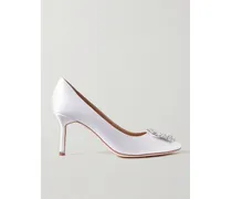 Hangisi 70 Crystal-embellished Satin Pumps - White