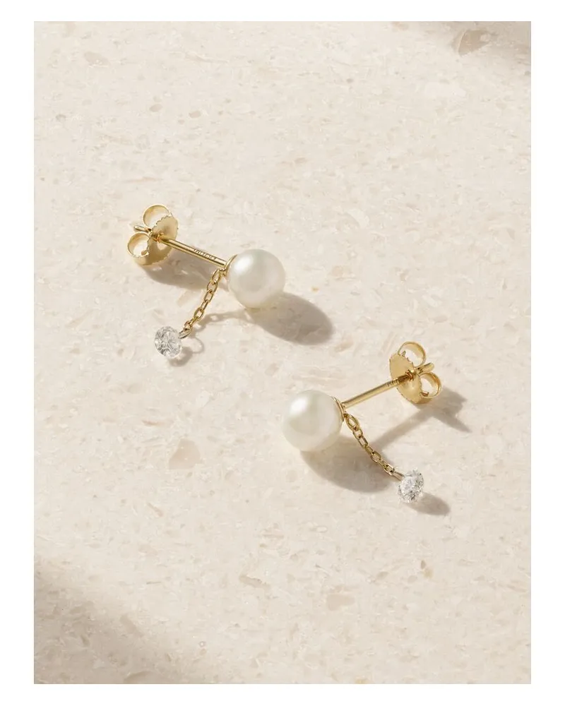 MIZUKI Ohrringe Aus 14 Karat Gold Mit Perlen Und Diamanten Gold