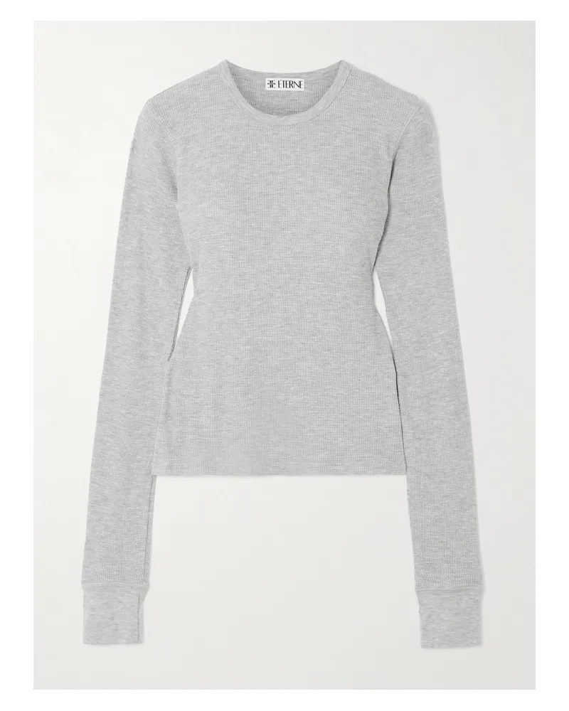 ÉTERNE Waffle-knit Stretch Cotton And Modal-blend T-shirt - Gray Gray