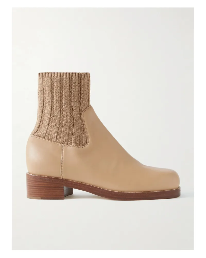 Gabriela Hearst Hobbes Chelsea Boots Aus Leder Mit Gerippten Einsätzen Aus Kaschmir - Neutral Neutral