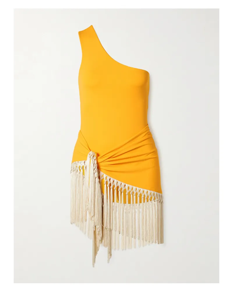 Taller Marmo Yacare Set Aus Einem Asymmetrischen Badeanzug Sowie Einem Pareo Mit Fransen - Gelb Gelb