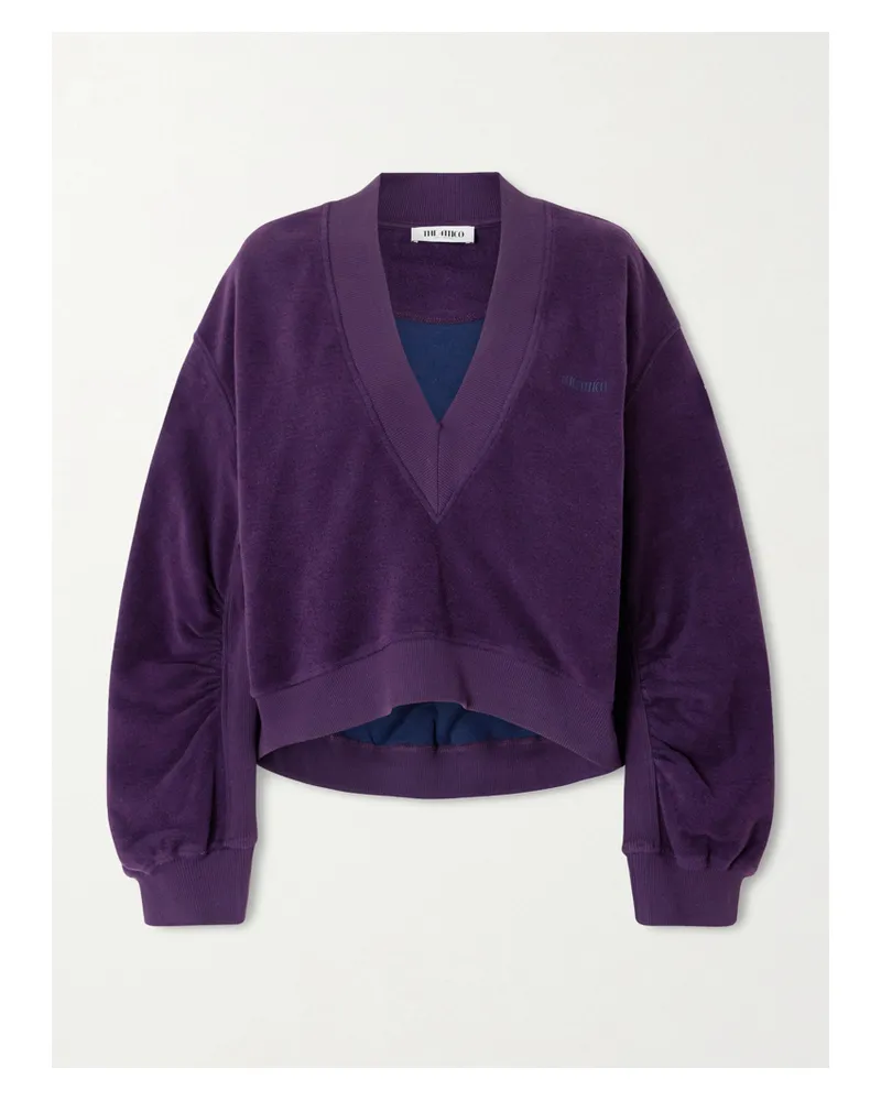 ATTICO Sweatshirt Aus Velours Aus Einer Baumwollmischung Mit Stickerei - Lila Lila