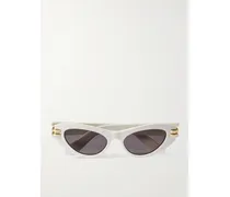 Cdior B1u Sonnenbrille Mit Cat-eye-rahmen Aus Azetat Mit Goldfarbenen Details - Elfenbein