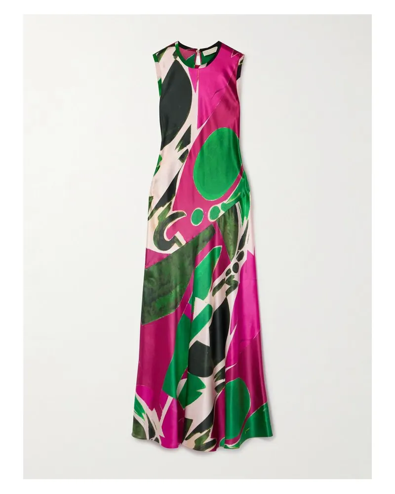 Ulla Johnson Lee Krasner Gaea Maxikleid Aus Bedruckter Seiden-charmeuse - Pink Pink