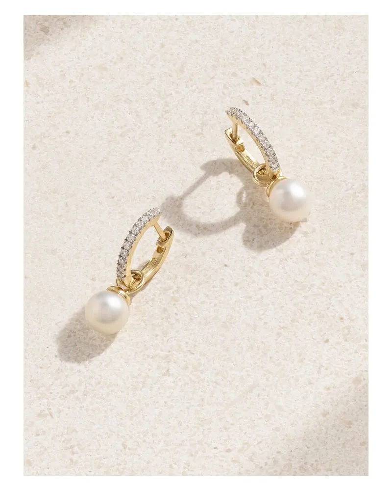 MATEO Creolen Aus 14 Karat Gold Mit Diamanten Und Perlen Gold
