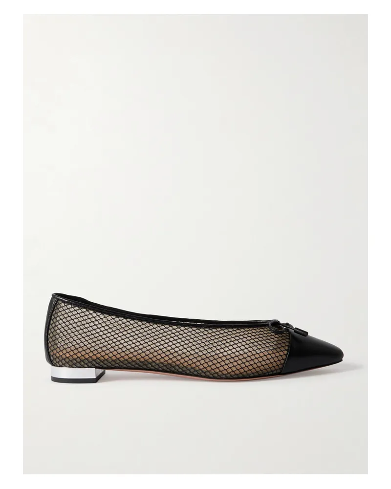 Aquazzura Gioia Ballerinas Aus Mesh Mit Lederbesätzen - Schwarz Schwarz