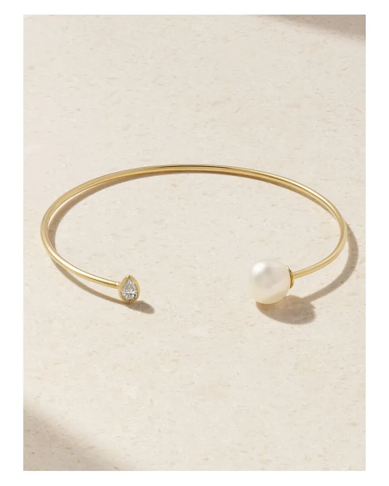 MIZUKI Armspange Aus 14 Karat Gold Mit Perle Und Diamant Gold