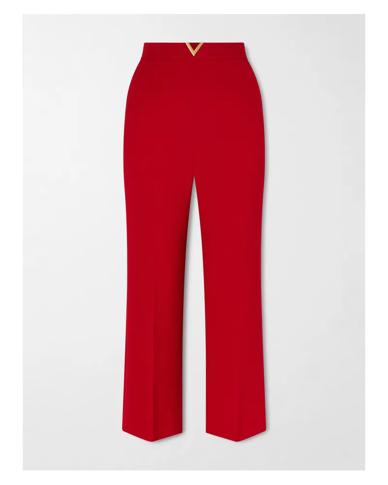 Valentino Garavani Embellished Wool Straight-leg Pants - Red Red