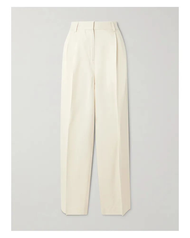 Totême Garderob Pleated Woven Tapered Pants - Neutrals Neutrals