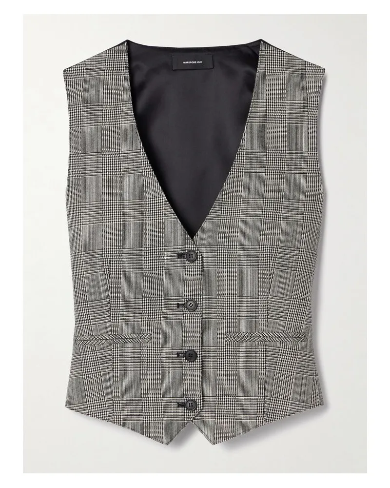 WARDROBE.NYC Weste Aus Wolle Mit Glencheck-muster Und Glänzendem Twill - Grau Grau