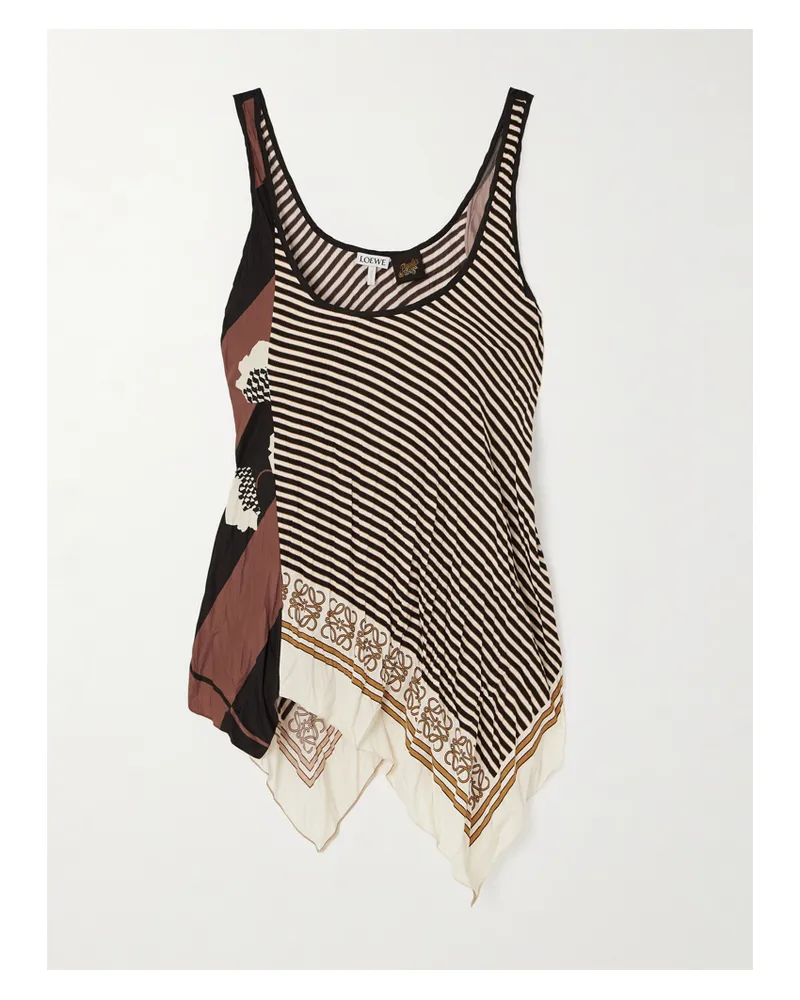 Loewe Paula's Ibiza Asymmetrisches Tanktop Aus Bedrucktem Satin - Rot Rot