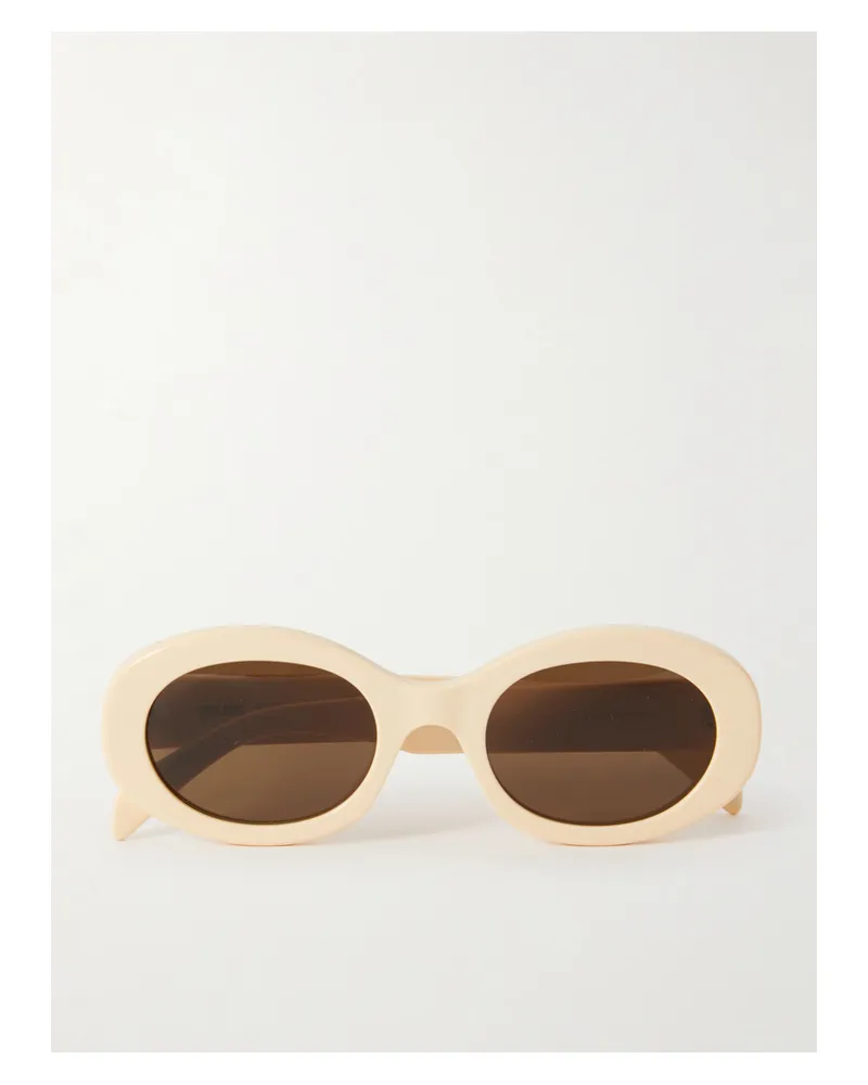 Celine Triomphe Oval-frame Acetate Sunglasses - Neutrals Neutrals