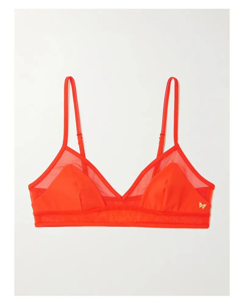Kiki De Montparnasse Peep Show Triangel-bikini-oberteil Mit Mesh-besätzen - Orange Orange