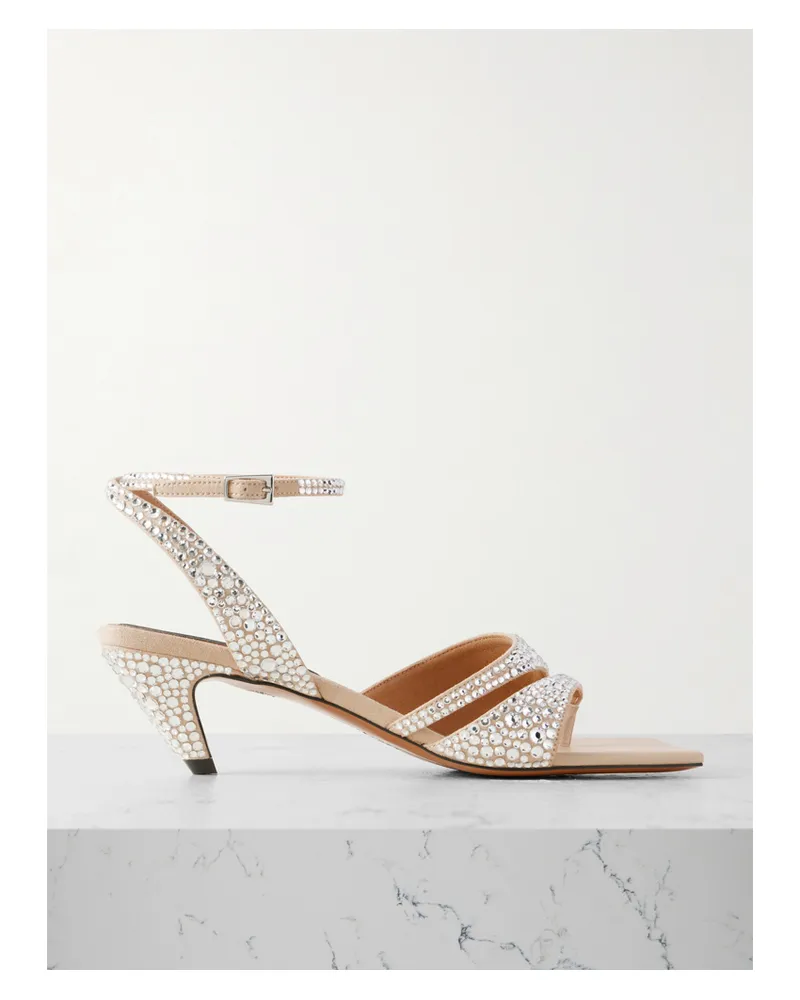 Stella McCartney Gebürstete Sandalen Mit Kristallen - Silber Silber
