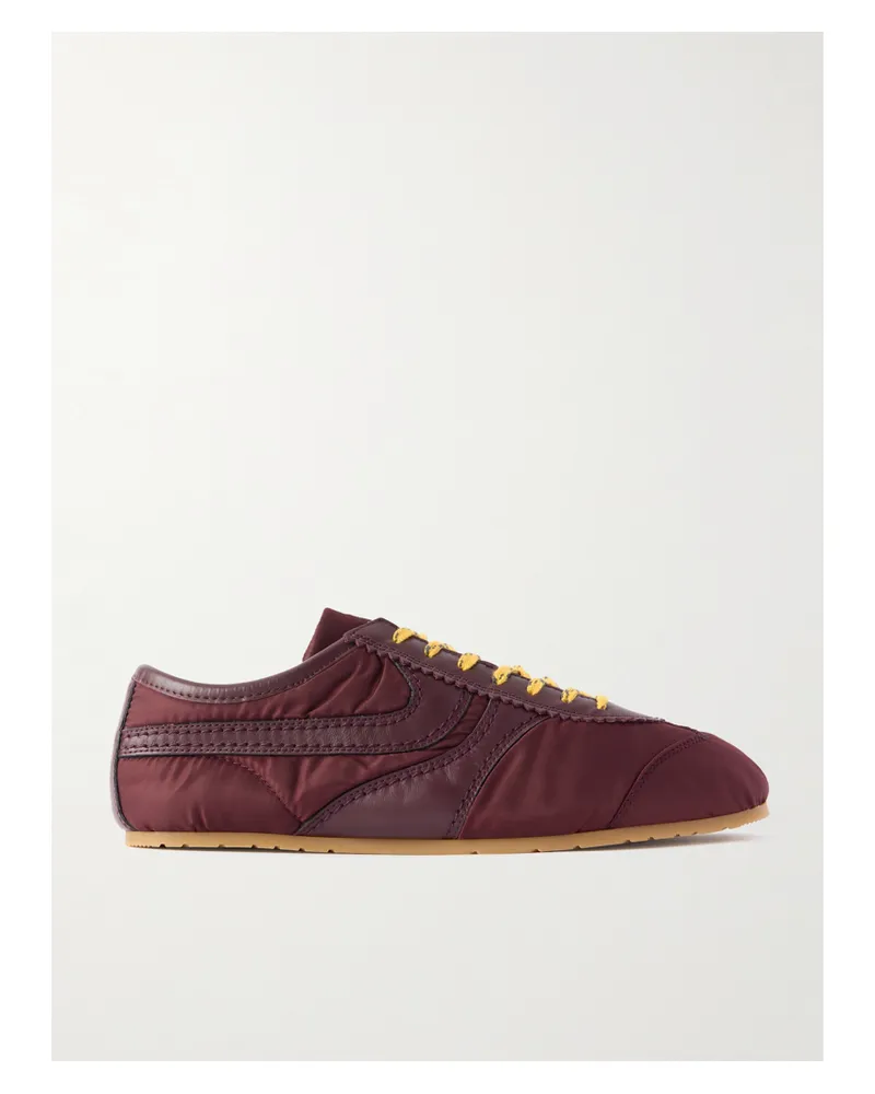 Dries van Noten Leather-trimmed Shell Sneakers - Burgundy Burgundy