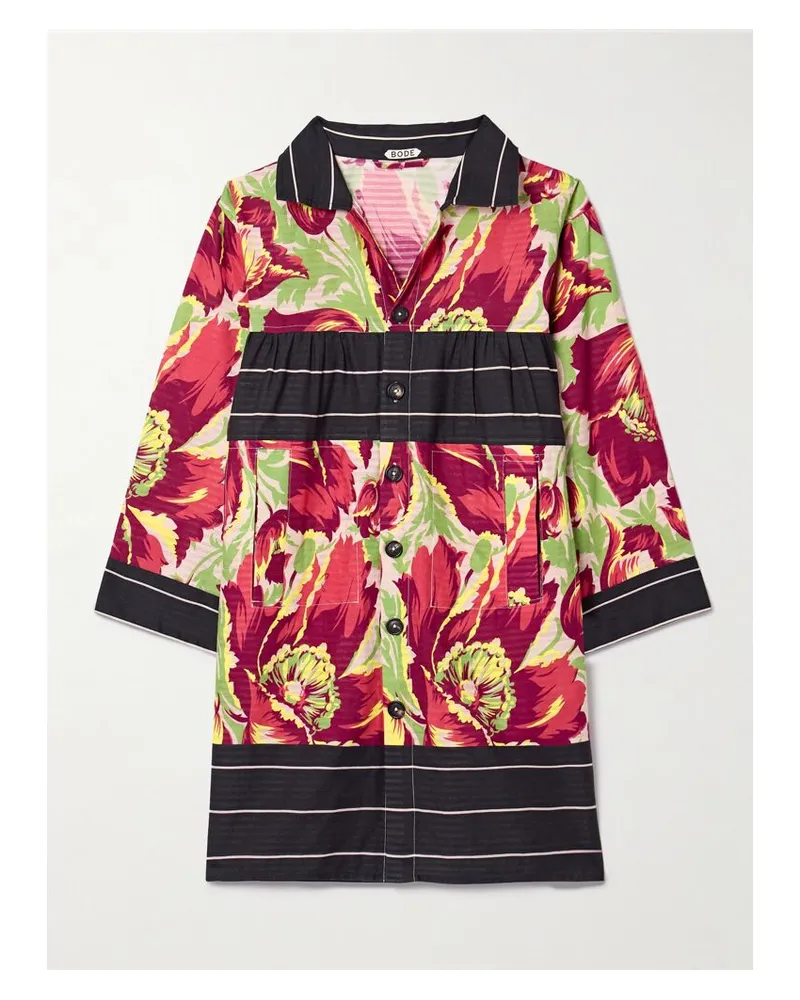 BODE Mini-hemdblusenkleid Aus Baumwoll-jacquard Mit Print - Mehrfarbig Mehrfarbig