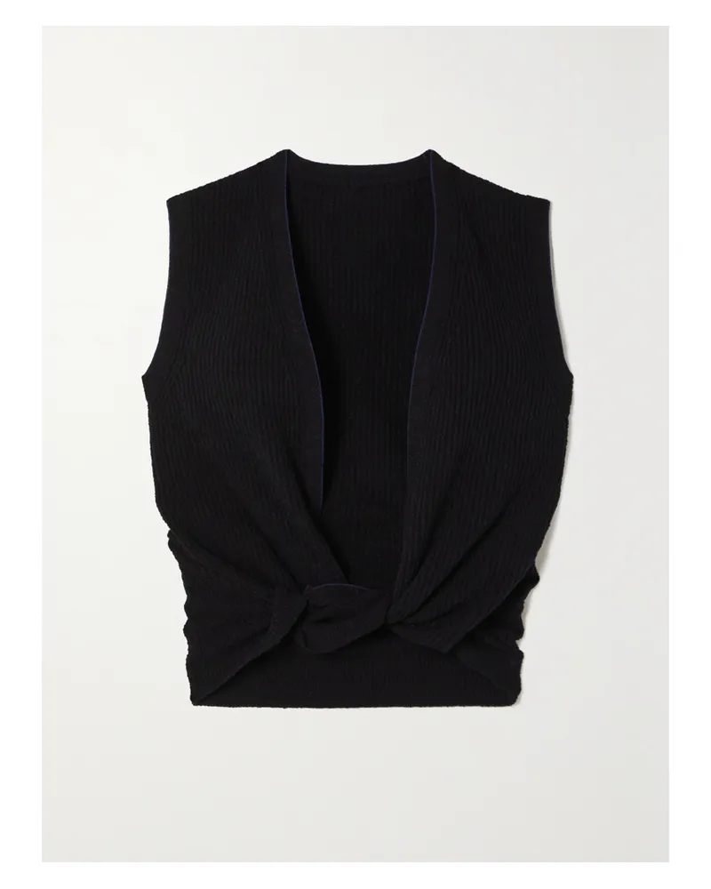 Jacquemus Le Haut Noue Oberteil Aus Einer Gerippten Baumwollmischung Mit Twist-detail - Schwarz Schwarz