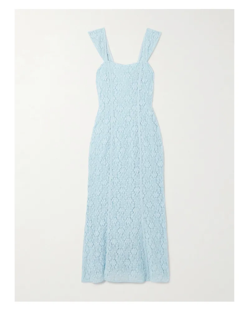 ROTATE Birger Christensen Midikleid Aus Recycelter Spitze Mit Einsätzen - Blau Blau