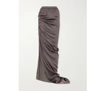 Edfu Gathered Satin Maxi Skirt - Gray