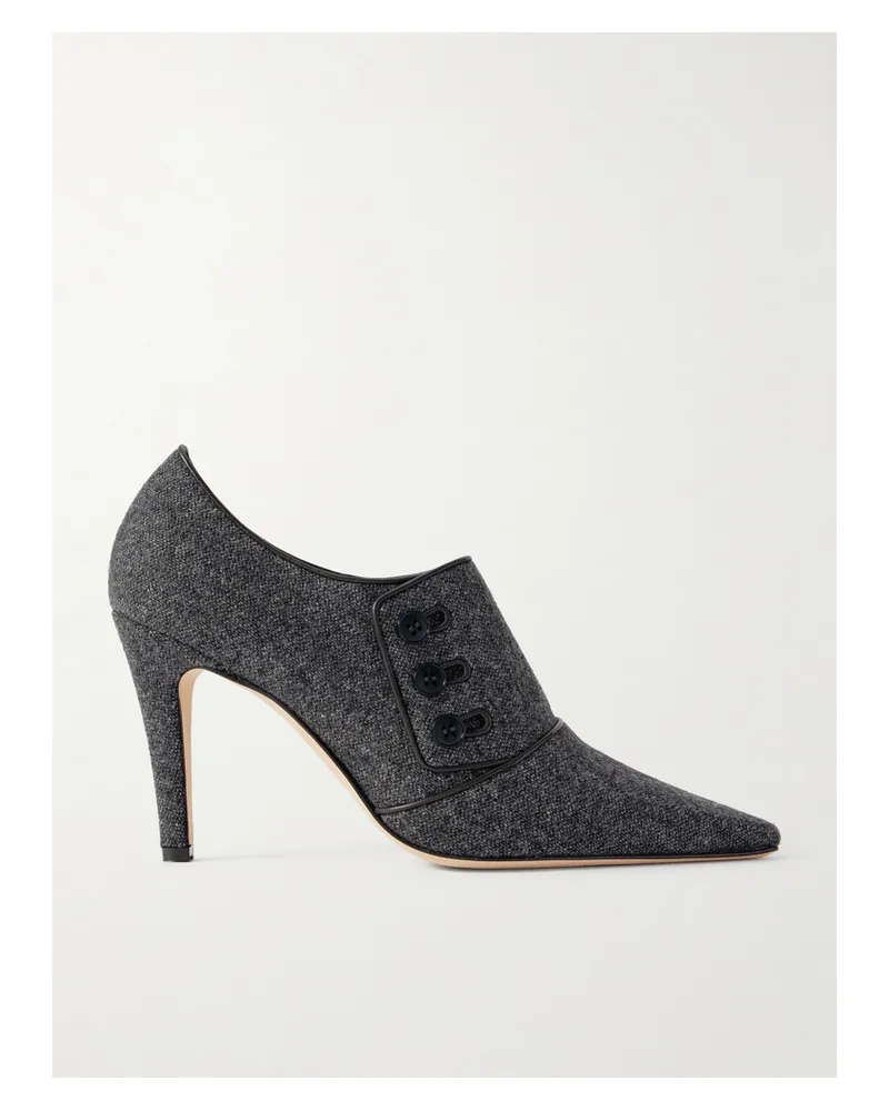 Manolo Blahnik Perluja 90 Leather-trimmed Tweed Pumps - Gray Gray