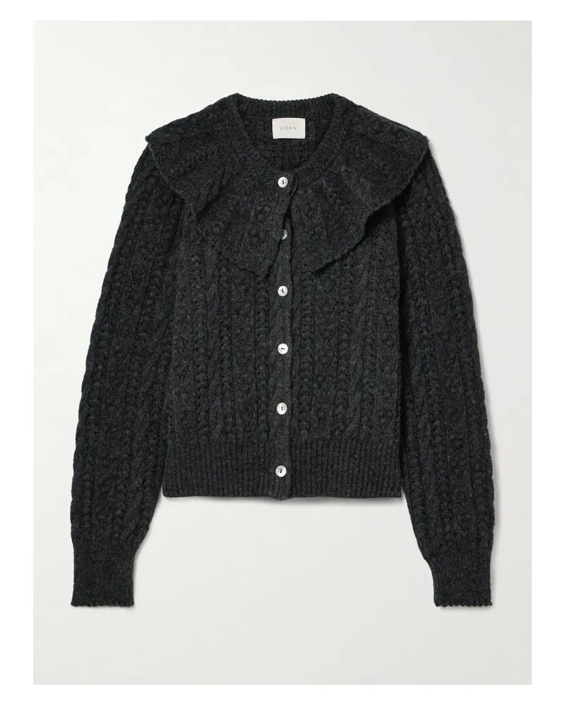 DÔEN Nerina Cardigan Aus Einer Alpakawollmischung In Zopf- Und Pointelle-strick - Schwarz Schwarz