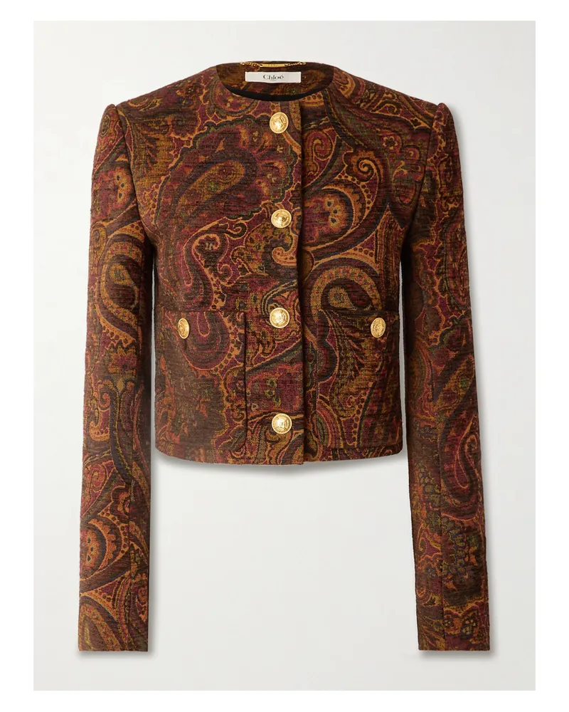 Chloé Verkürzte Jacke Aus Jacquard - Braun Braun