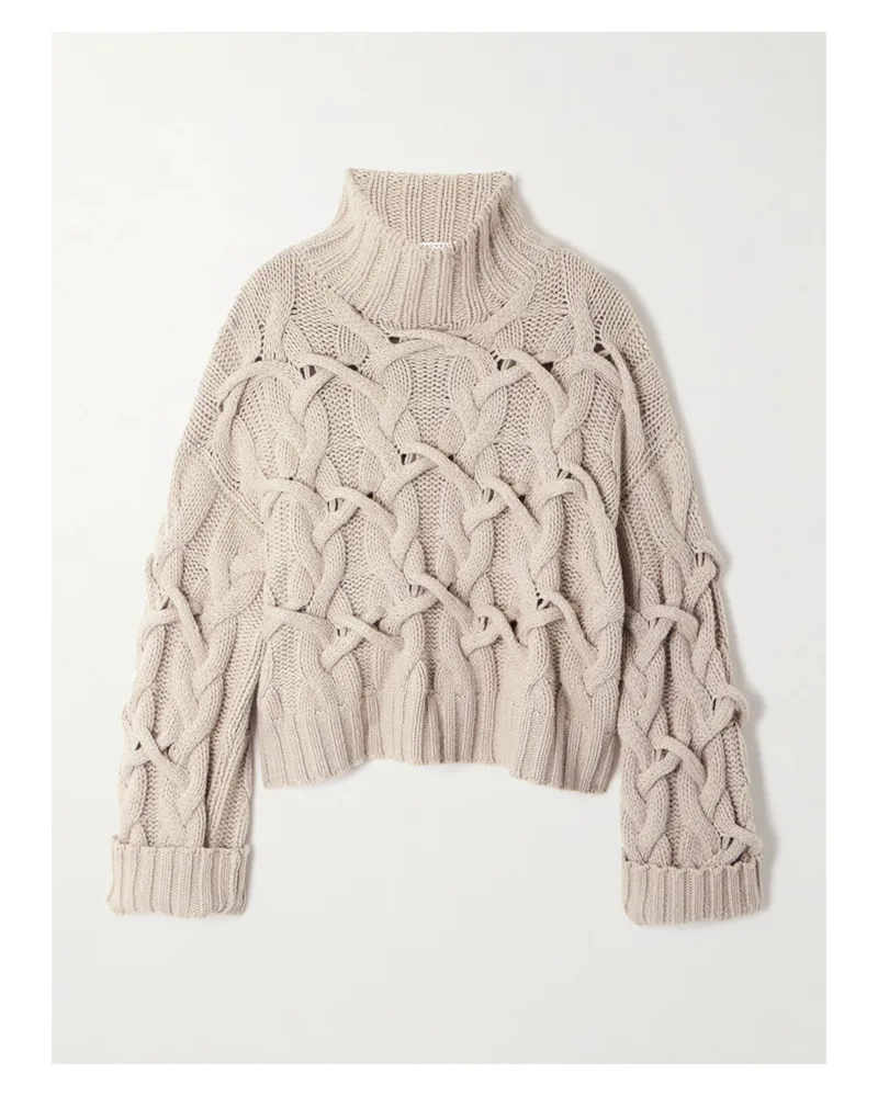Brunello Cucinelli Stehkragenpullover Aus Kaschmir In Zopfstrick - Neutral Neutral