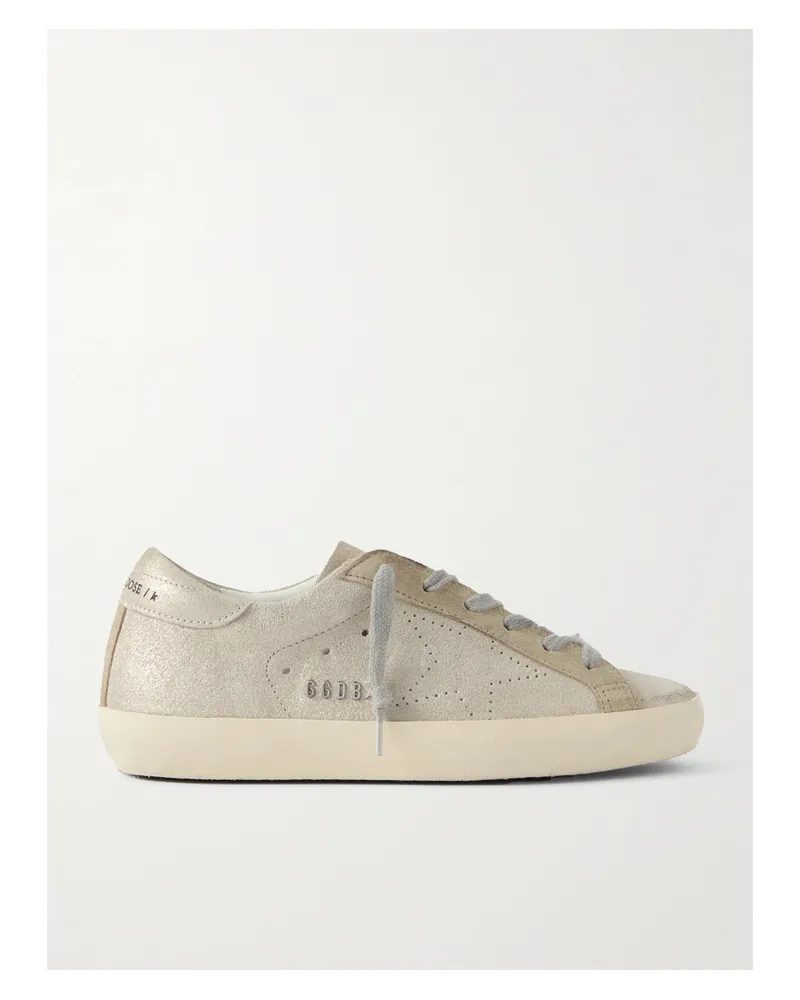 Golden Goose Super-star Distressed Glittered Suede Sneakers - Neutrals Neutrals