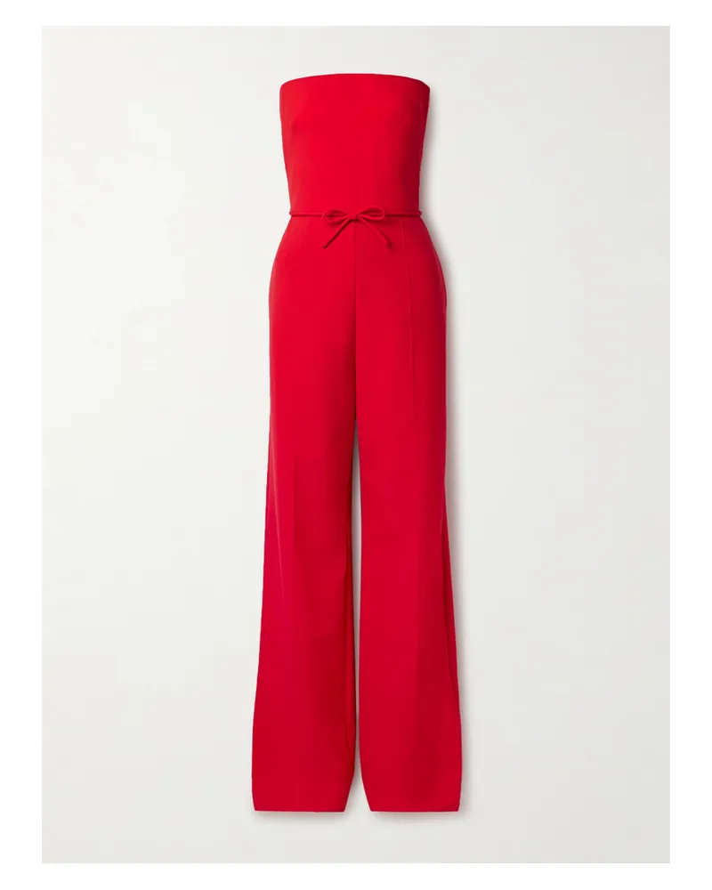 Valentino Garavani Trägerloser Jumpsuit aus Wolle mit Schleife Rot