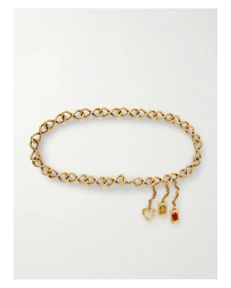 Saint Laurent Goldfarbener Kettengürtel Mit Harzen Gold