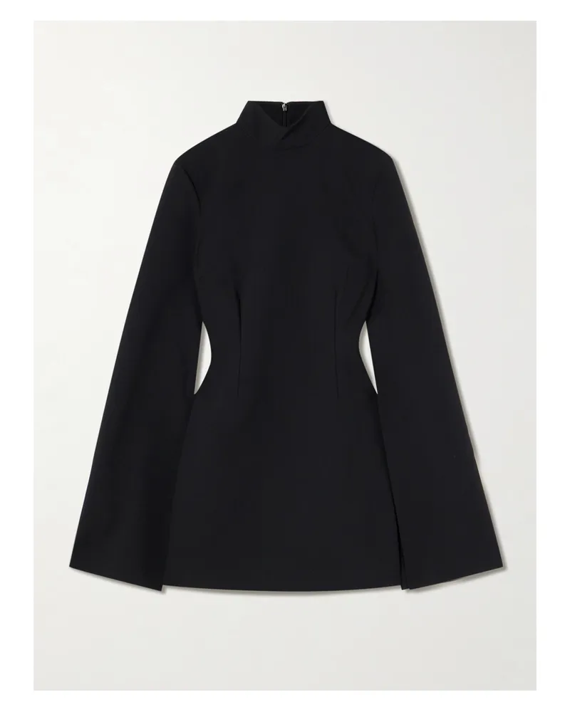 Solace London Laurel Crepe Mock-neck Mini Dress - Black Black