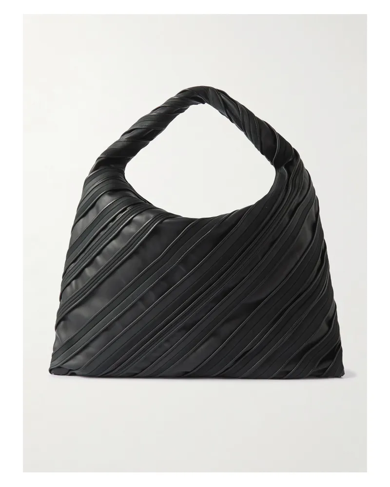 Bottega Veneta Hop Large Paneled Striped Suede And Leather Tote - Black Black