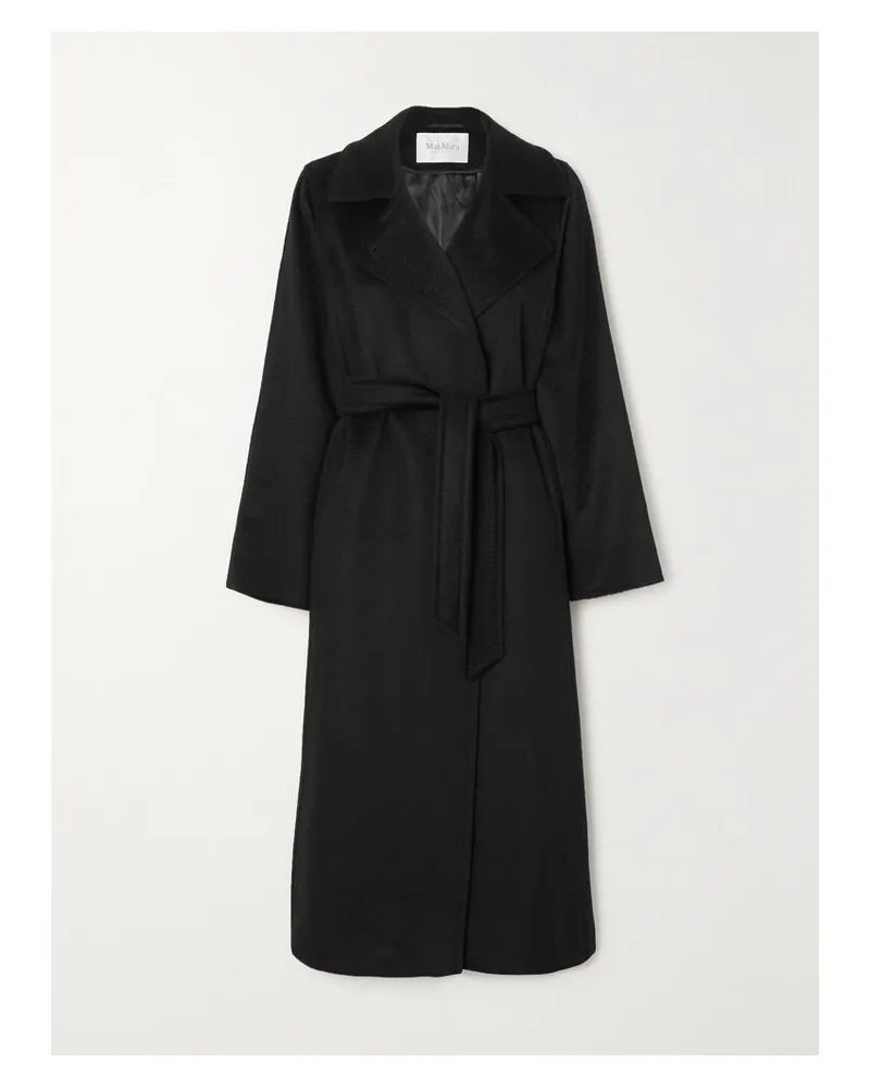 Max Mara Manuela Mantel Aus Kamelhaar Mit Bindegürtel - Schwarz Schwarz