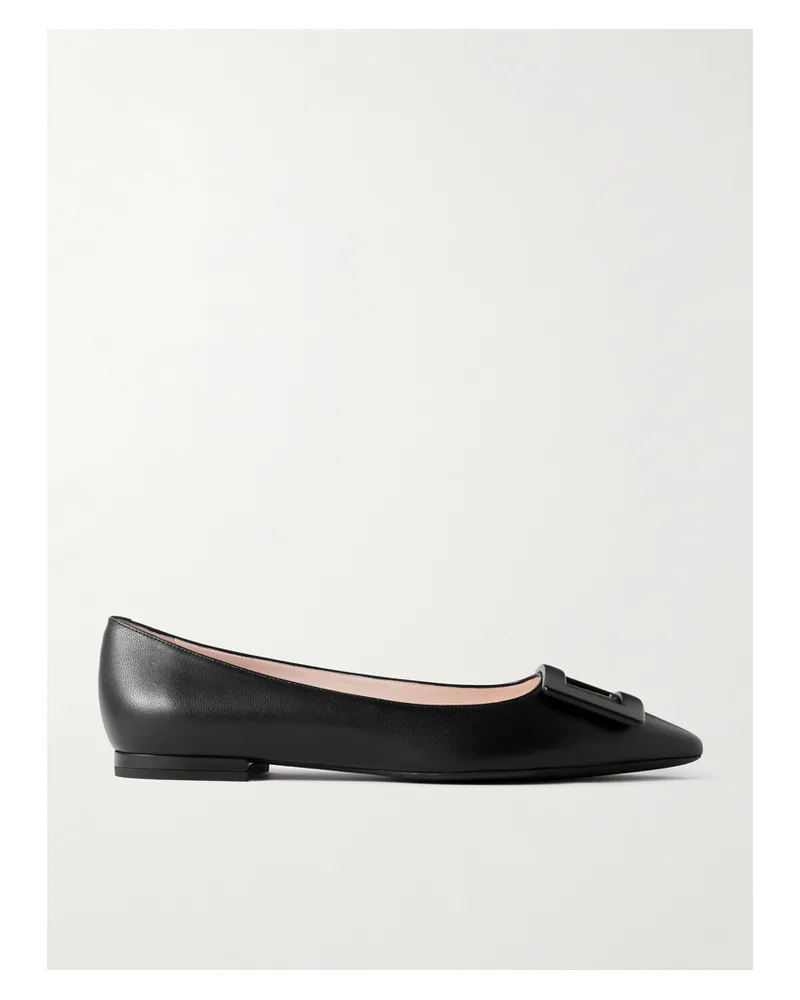 Roger Vivier Gommettine Buckled Leather Ballet Flats - Black Black