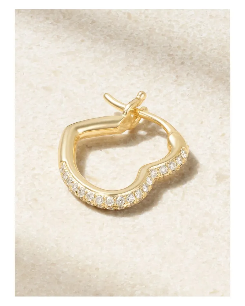 Yvonne Léon Mini Créole Coeur Einzelne Creole Aus 9 Karat Gold Mit Diamanten Gold